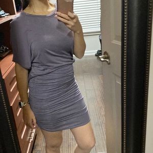 Purple bodycon mini dress, open back. Size XS